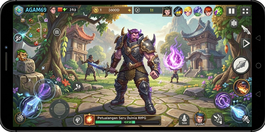 Tampilan gameplay AGAM69 yang menakjubkan dan penuh aksi RPG.