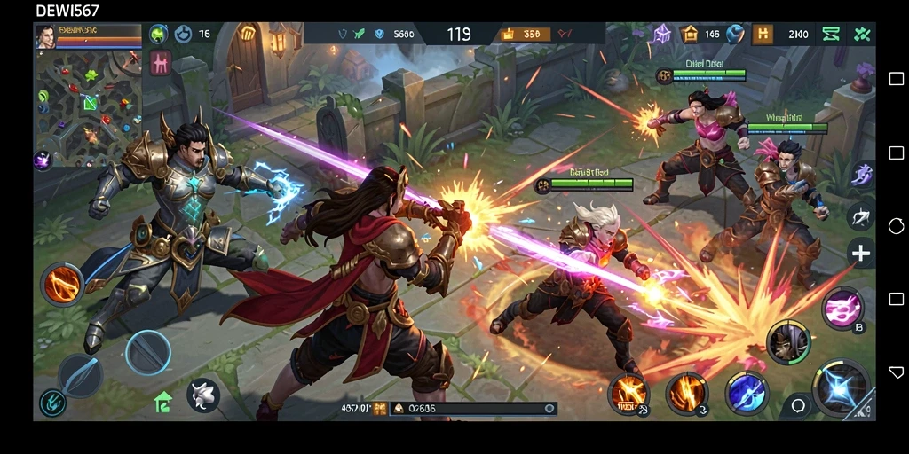 Tampilan gameplay DEWI567 yang penuh aksi dan strategi MOBA.