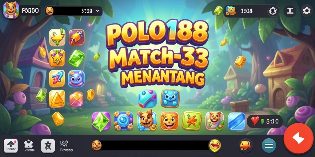 Tampilan menampilkan serunya gameplay Match-3 di POLO188.