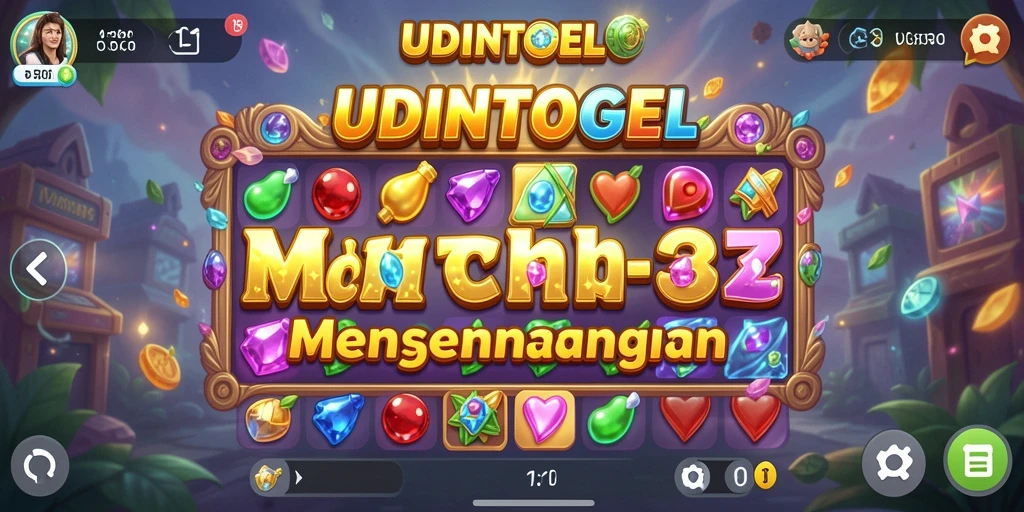 Tampilan menarik permainan Match-3 UDINTOGEL dengan level yang menantang.